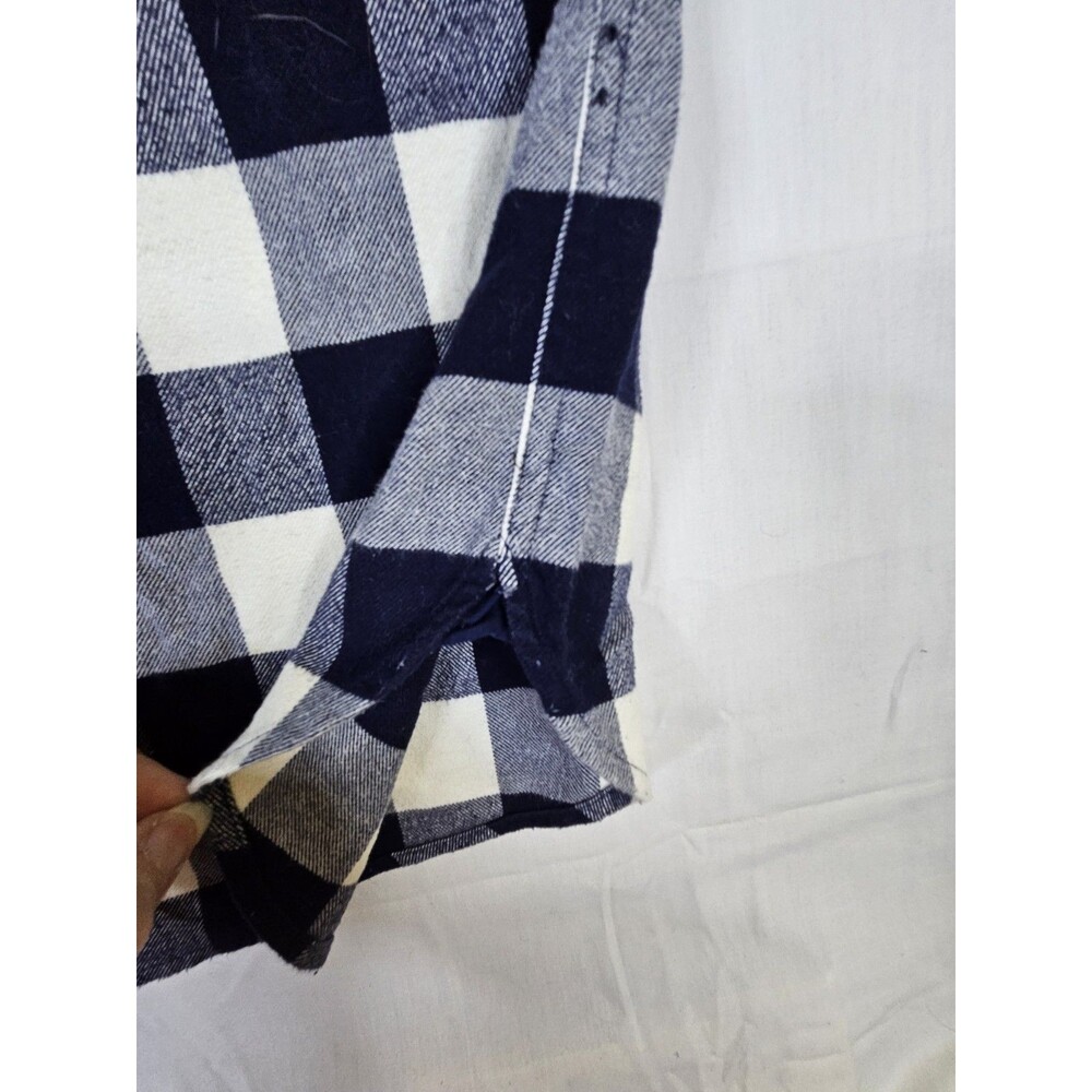 J Crew Shirt Women's Medium Blue Flannel Buffalo Check Plaid 1/2 Zip Popover - Picture 13 of 14
